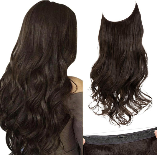 RichCurls Dark Brown 24" Synthetic 5 Clip Hair Extensions & Wig