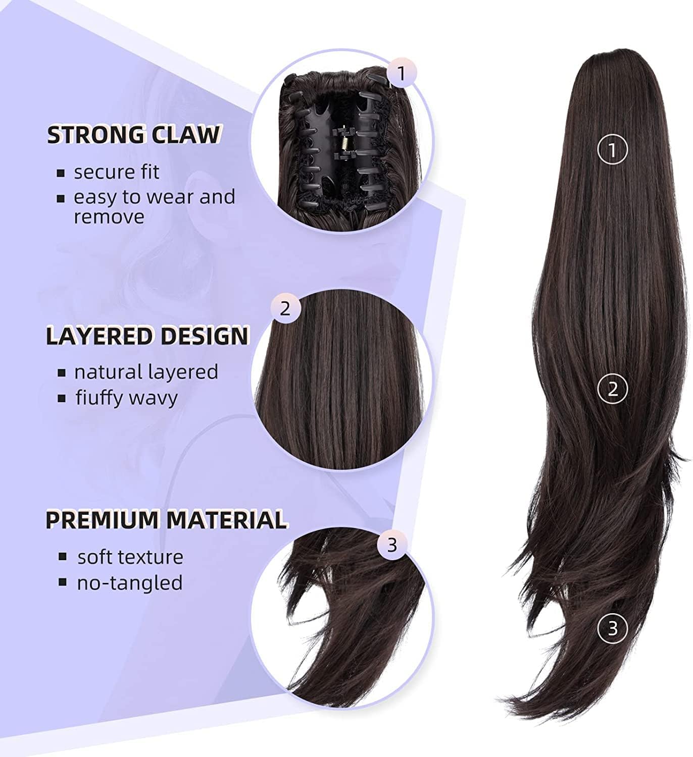 RichCurls Synthetic Hair Extensions & Wavy Claw Clip Ponytail